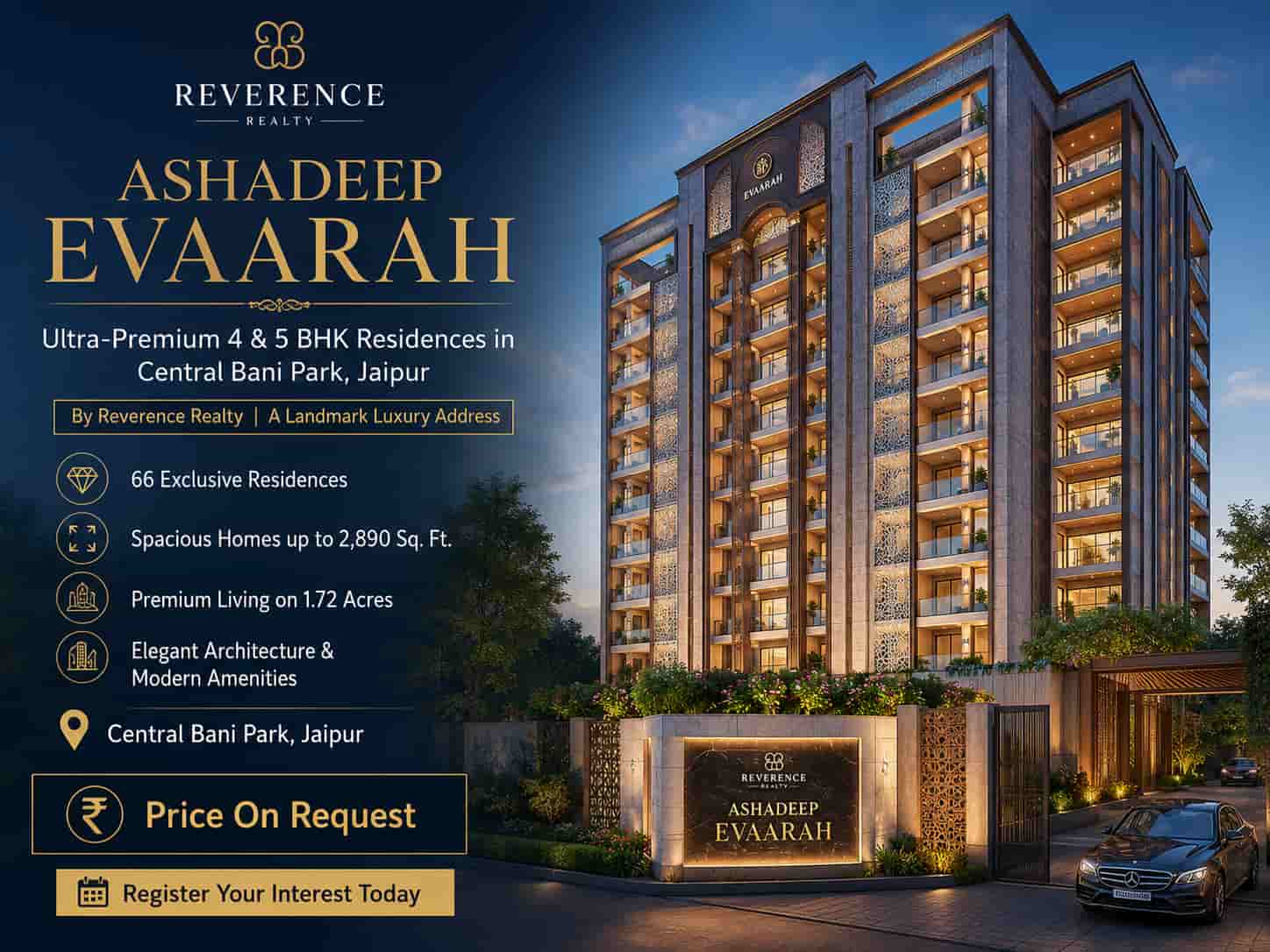 Reverence Ashadeep Evaarah Jaipur - Ultra-Premium Apartments in Bani Park Banner